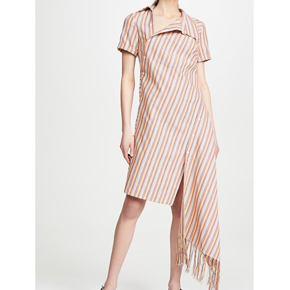 Monse Stripe Open Back Deconstructed Dress 4 NWT